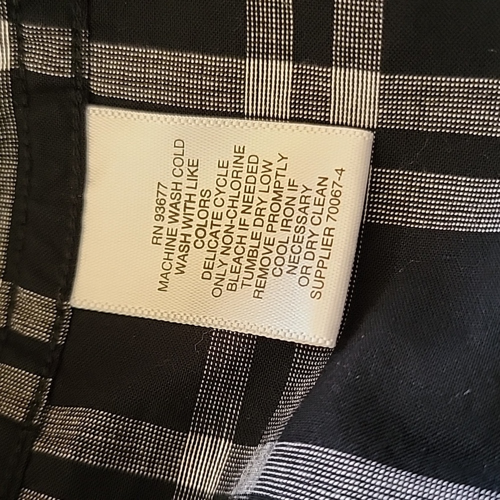 Claiborne Men's 100% Cotton Stretch Plaid Long Sleeve Button down blk&Wht 3XL - Picture 7 of 7